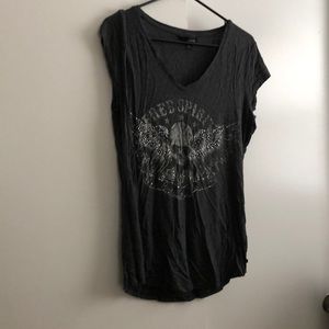 Grey T-shirt with rhinestones